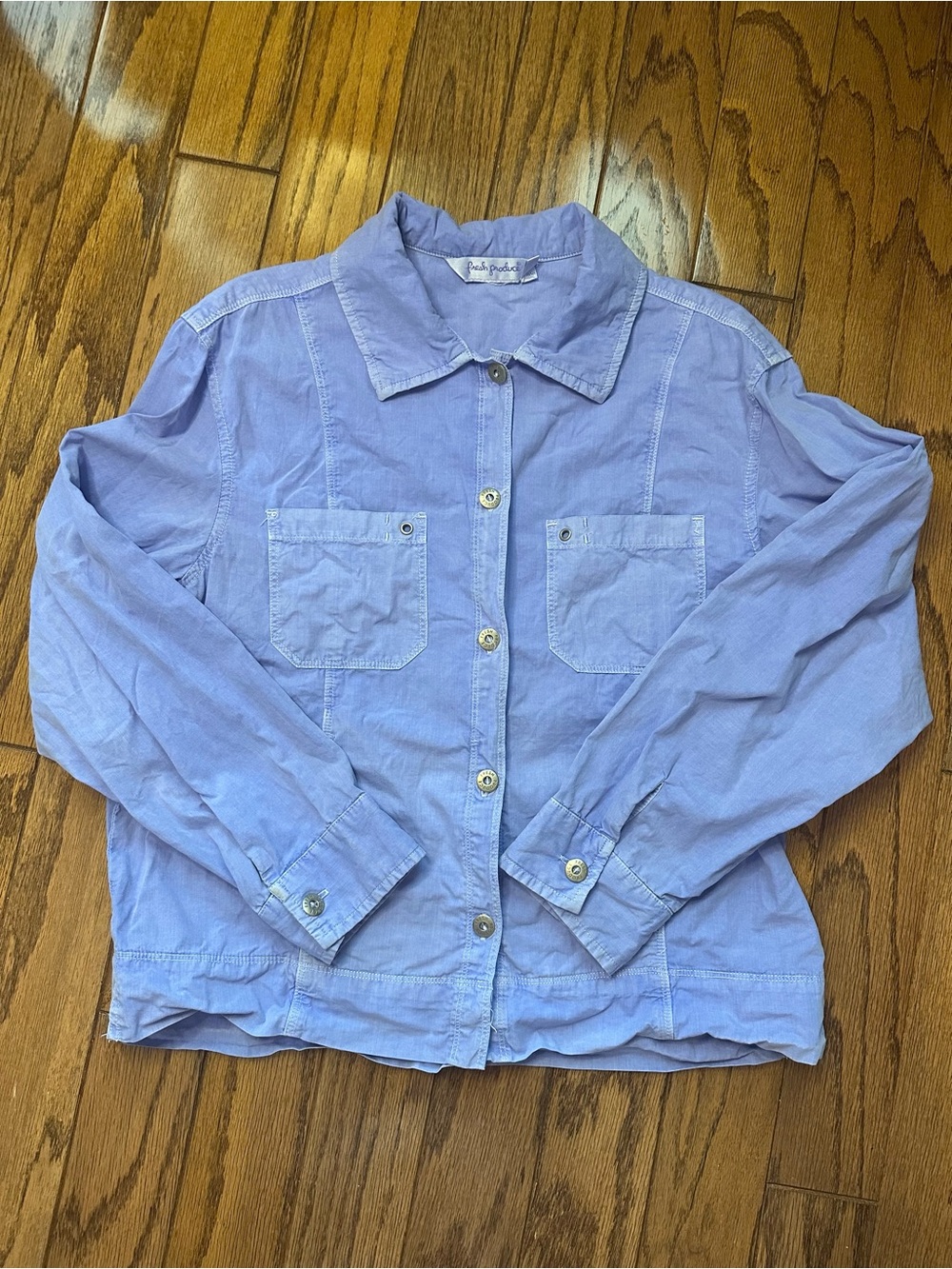 fresh produce Lavender Blue Button-Up Lightweight Layering Coastal Jacket Small